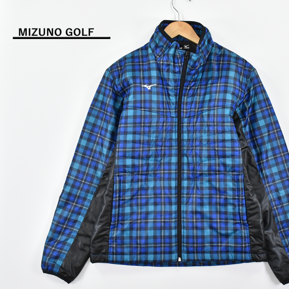 MIZUNO GOLF ミズノ ゴルフ ★ 52JE7550 チェックプリント ブレスサーモ 中綿入り ブルゾン ジャケット ブルー メンズ M_画像1