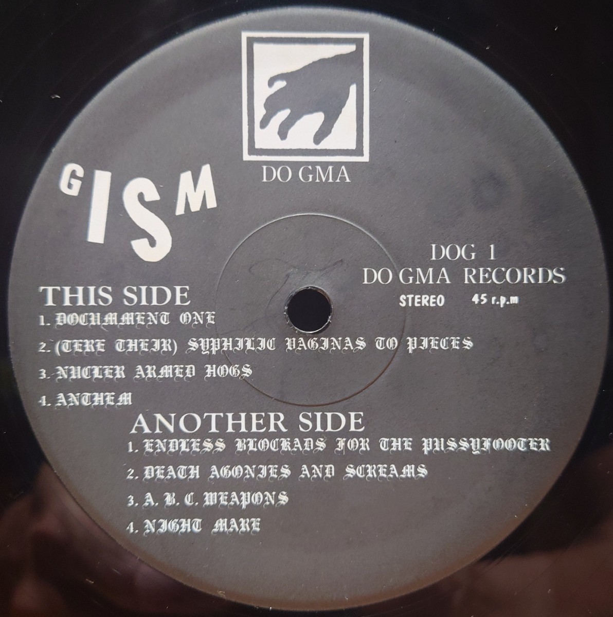 LP】GISM・DETESTATION・DOGMA RECORDS (DOG1) オリジナル 激 LP】GISM・DETESTATION・DOGMA RECORDS (DOG1) オリジナル 激