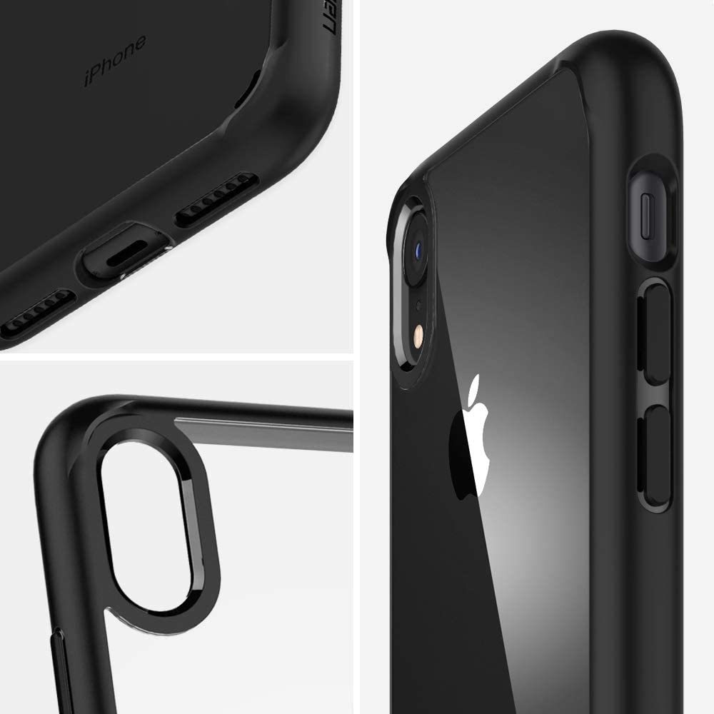 Spigen iPhone XR 背面クリア 耐衝撃 カメラ保護 衝撃吸収 Qi充電 ワイヤレス充電 064CS24874 マット・ブラック_画像5