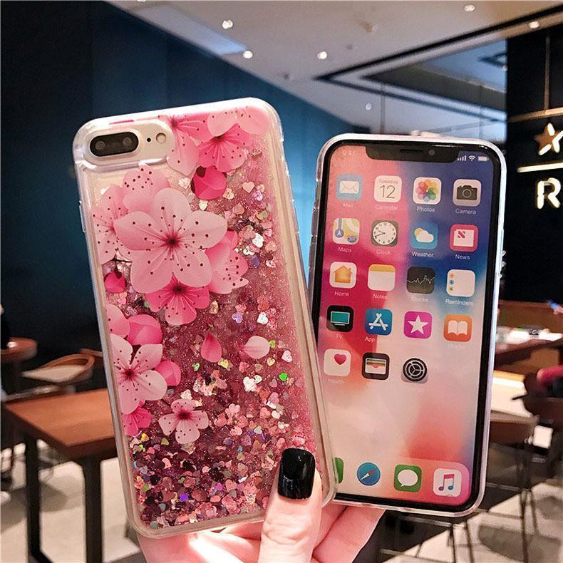 iphone 13 14 ケース　流れラメ　さくら　桜　ラメ入り　キラキラ　輝く　ピンク_画像3
