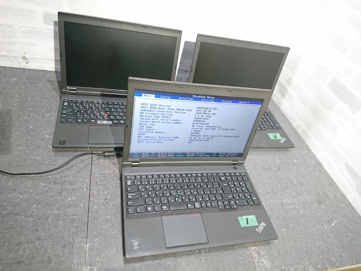 好評 L540 ThinkPad Lenovo 【現状品】管P66 20AV0078JP 3台セット HDD