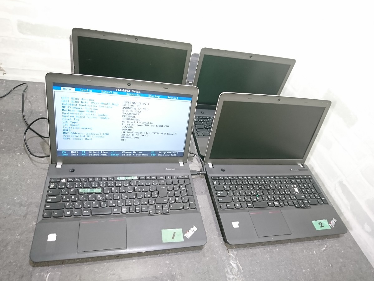 【ジャンク品】管P79 Lenovo ThinkPad E540 20C6009AJP CPU core i5-4200M HDD無し、HDDマウント有り、メモリー4GB、 4台セットの画像1