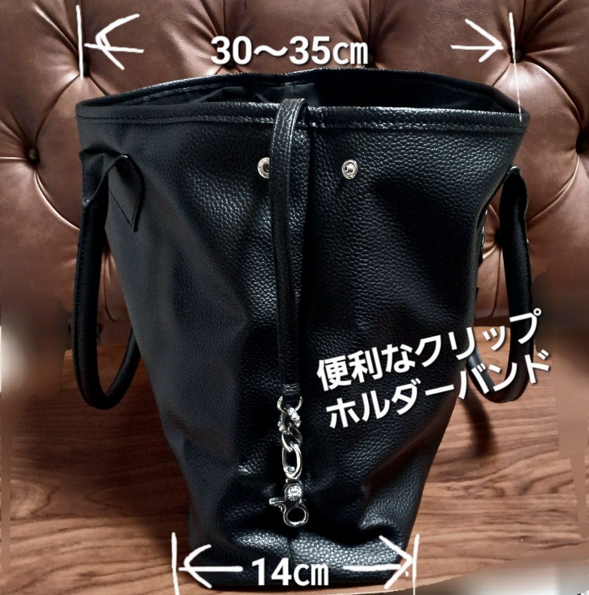 限定販売 】 シボ革調 3 セメタリー クロス レザー トートバッグ