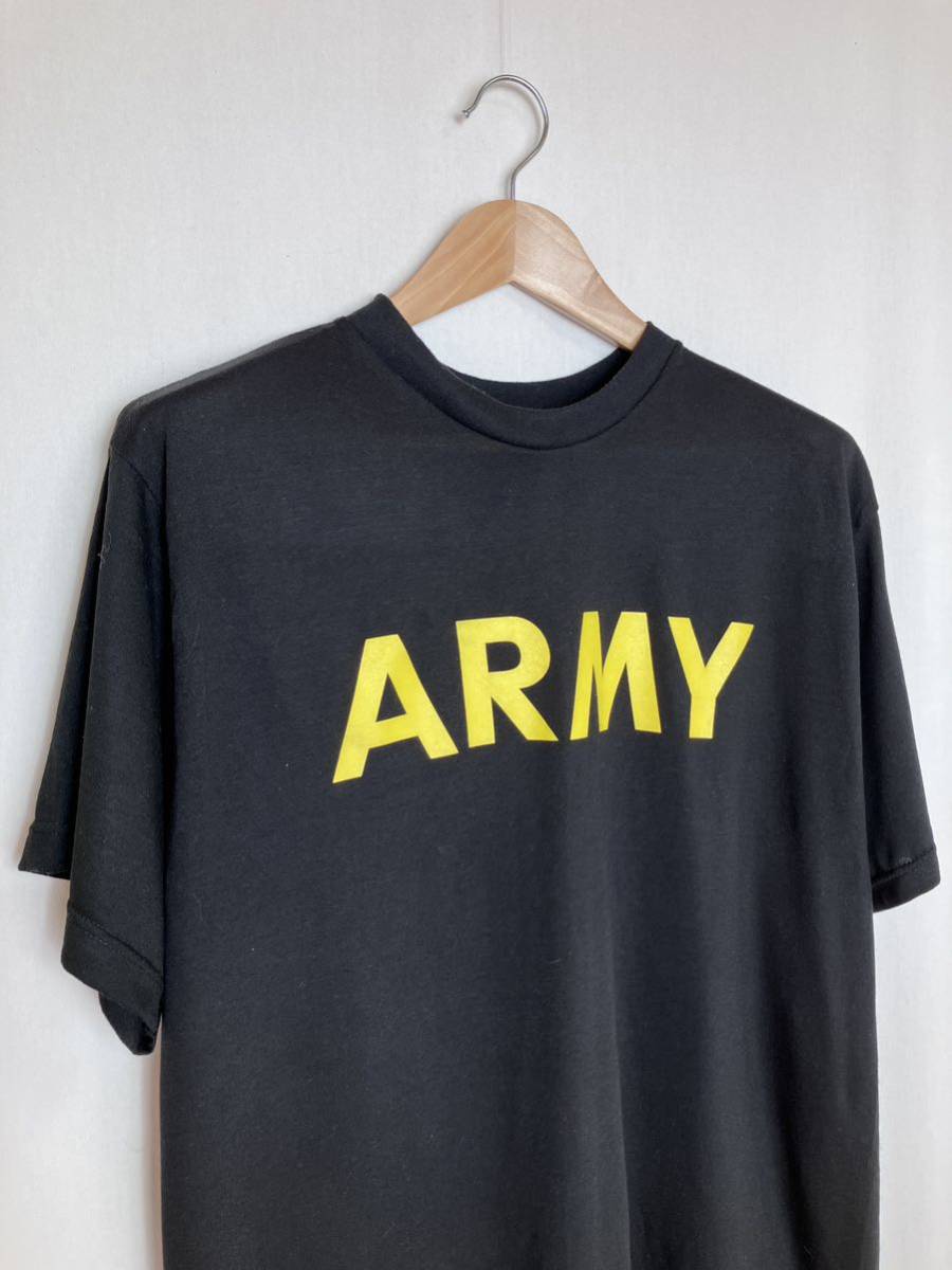 【米軍実物】US ARMY Tシャツ L相当 ブラック ヴィンテージ トレーニングウェア アメリカ陸軍 USA古着 米軍放出品／アーミーの画像4