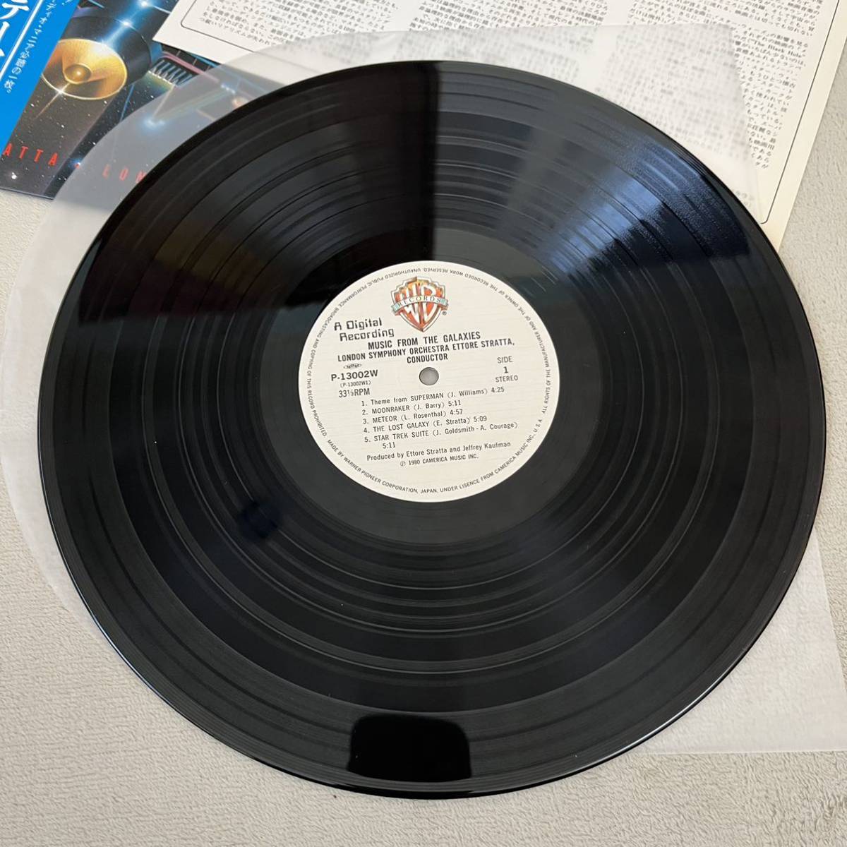 【国内盤帯付】超大作SF映画メインテーマ集 スターウォーズ ブラックホール スタートレック/LP レコード/P13002W/ライナー有/_画像7