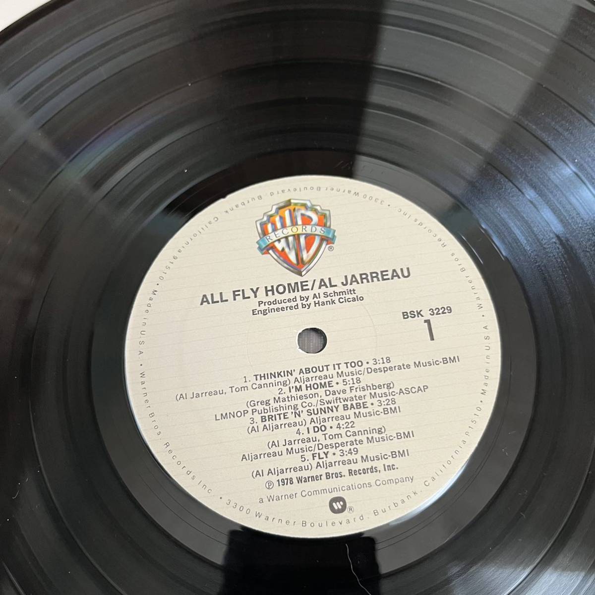 【US盤米盤シュリンク付】 AL JARREAU ALL FLY HOME　アルジャロウ / LP レコード / BSK3229 / スリーブ有 / 洋楽ジャズボーカル /_画像7