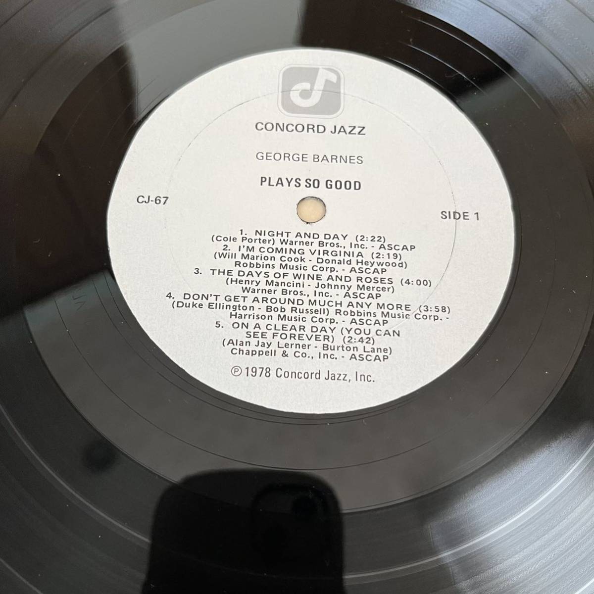 【US盤米盤】GEORGE BARNES PLAYS SO GOOD ジョージバーンズ NIGHT AND DAY I'M COMING VIRGINIA / LP レコード / CJ-67 / ジャズ_画像7