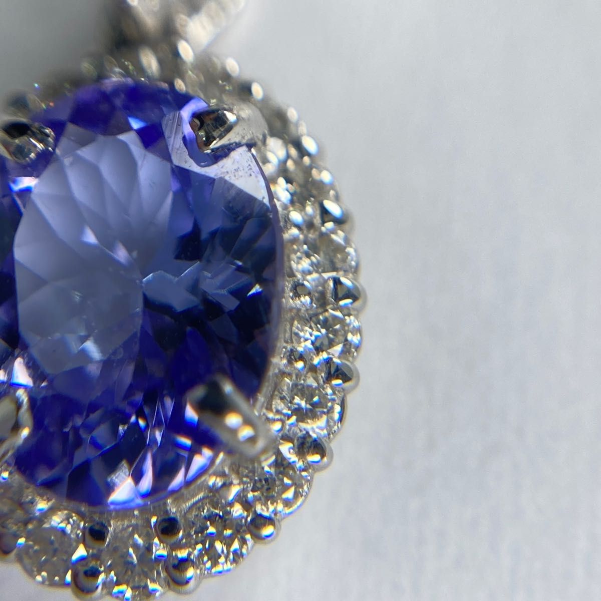新品 K18WG ダイヤ付 天然タンザナイト ネックレス TZ1.09ct D0.20ct