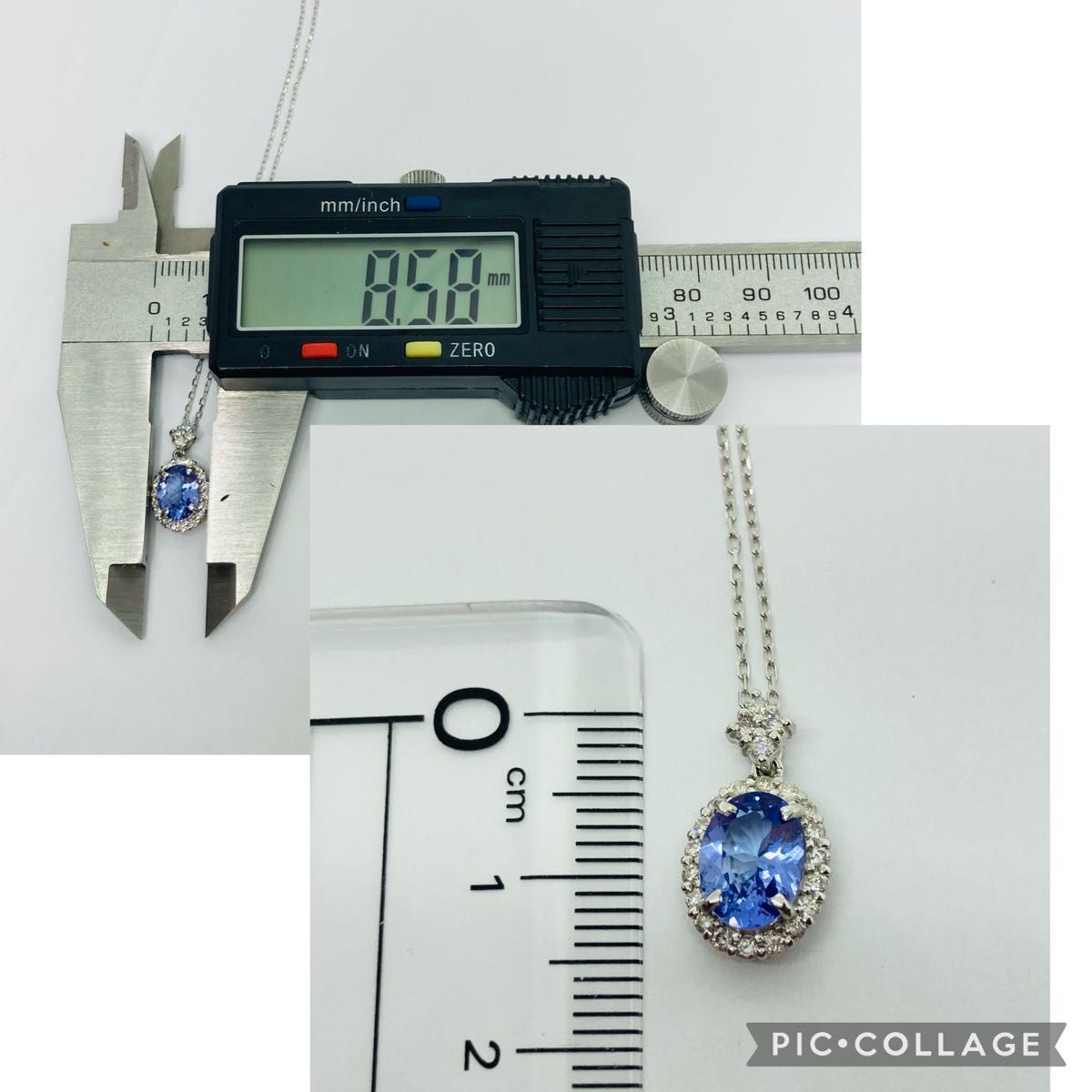 新品 K18WG ダイヤ付 天然タンザナイト ネックレス TZ1.09ct D0.20ct