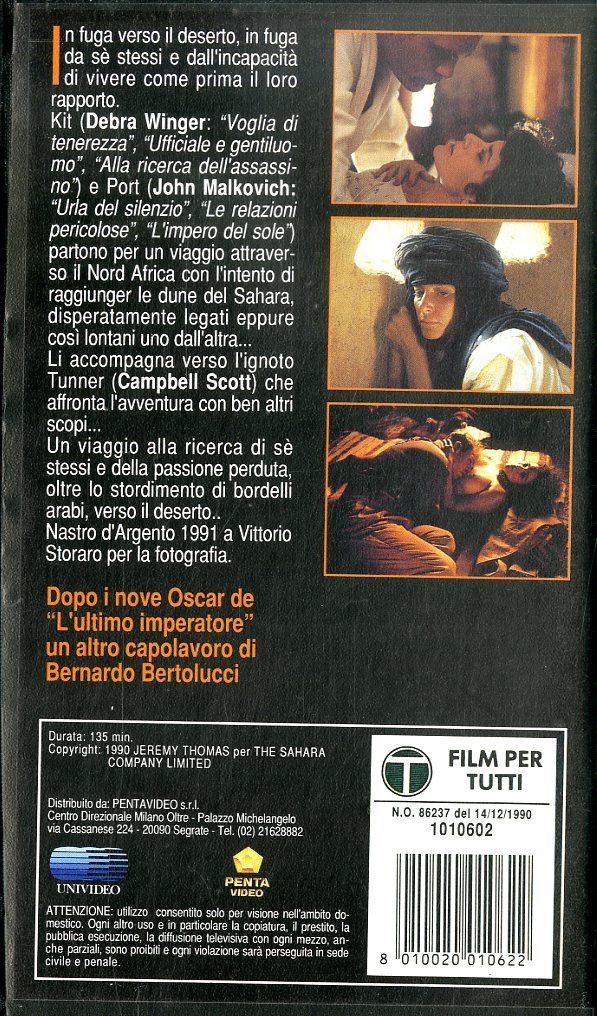 H00015437 VHSビデオ ジョン・マルコヴィッチ「Il Te Nel Deserto 1990 シェルタリング・スカイ (1010602)」  映画 | maquinabanhodeouro.com.br