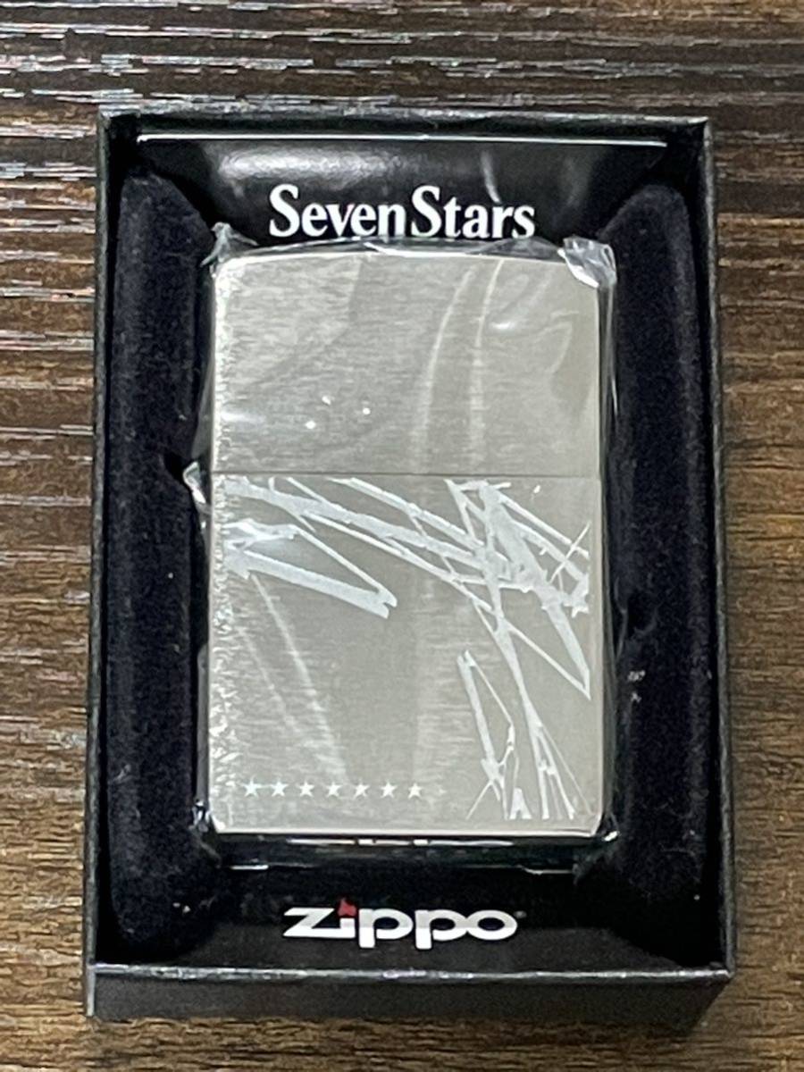 zippo Seven Stars silver 限定品 七連星 セブンスター 2014年製 SEVEN STARS 前面刻印 デットストック ケース 保証書