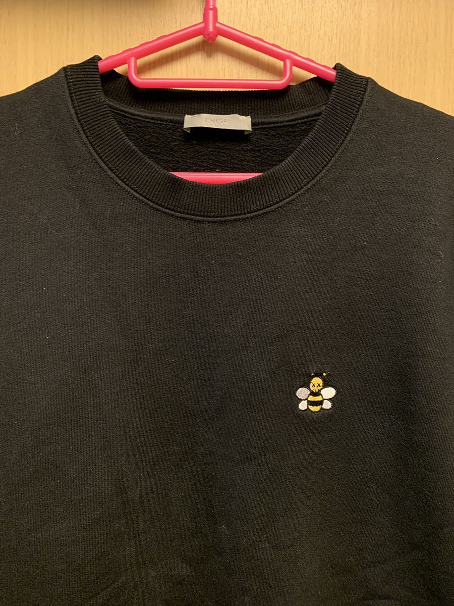 正規 19SS DIOR × KAWS ディオール カウズ KIM JONES キムジョーンズ BEE 蜂 刺繍 プルオーバー スウェット シャツ 黒 XL 933J612A0531