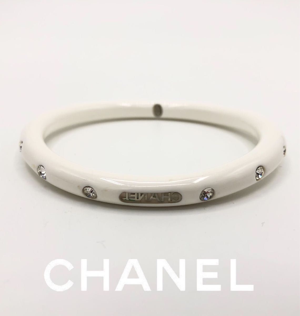 CHANEL シャネル　バングル ロゴ ラインストーン プラスチック 