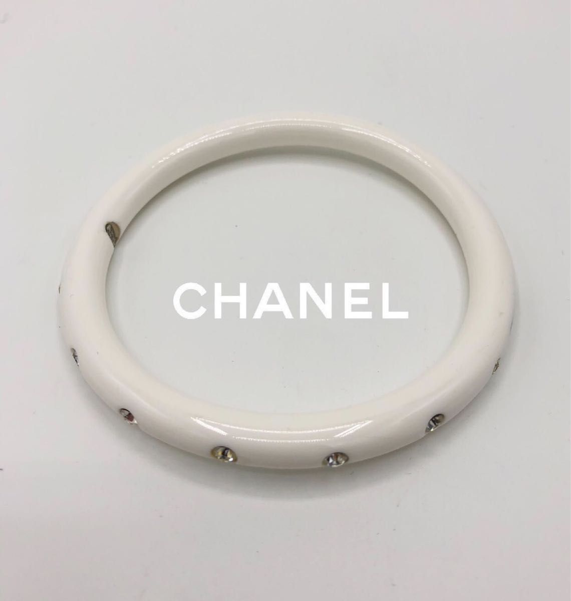 CHANEL シャネル　バングル ロゴ ラインストーン プラスチック 