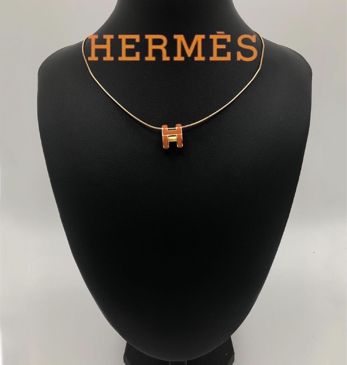 HERMES エルメス ポップアッシュ　チョーカー　ネックレス　オレンジ×ゴールド