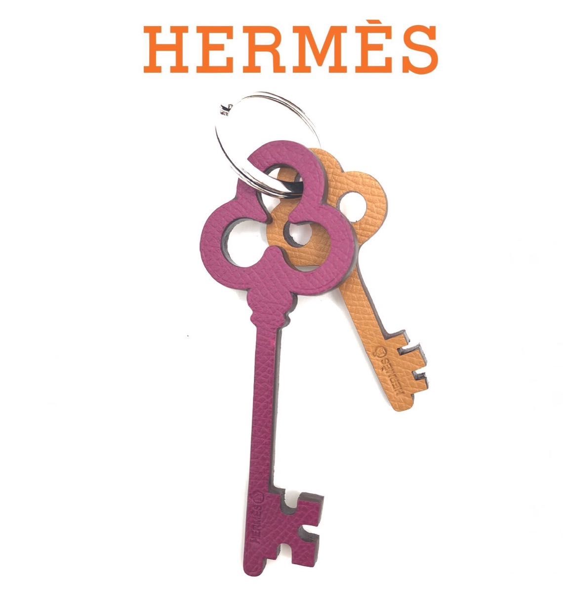 HERMES エルメス　プティ アッシュ 鍵 KEY キーホルダー キーリング チャーム ヴォーエプソン レザー