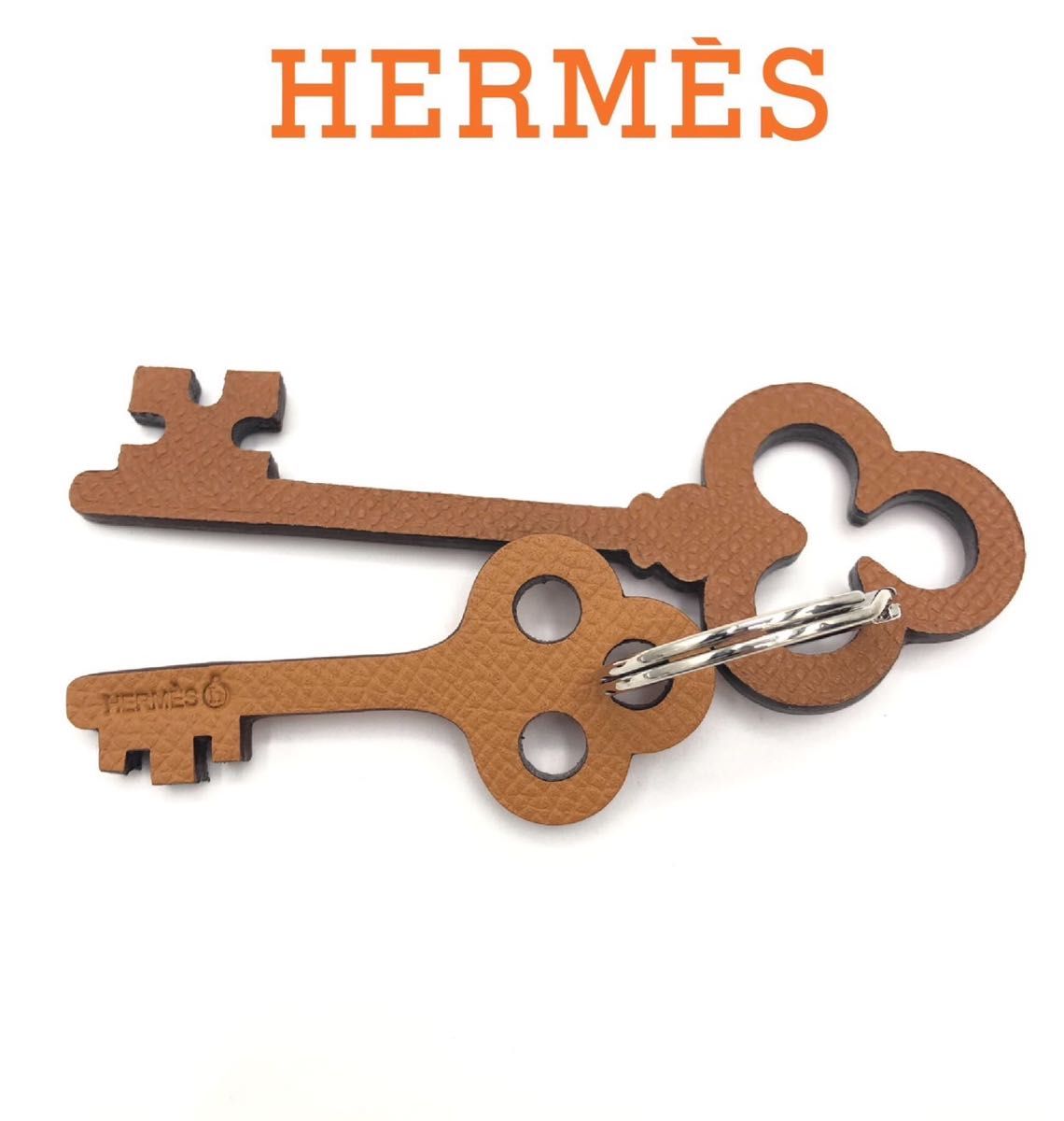 HERMES エルメス　プティ アッシュ 鍵 KEY キーホルダー キーリング チャーム ヴォーエプソン レザー