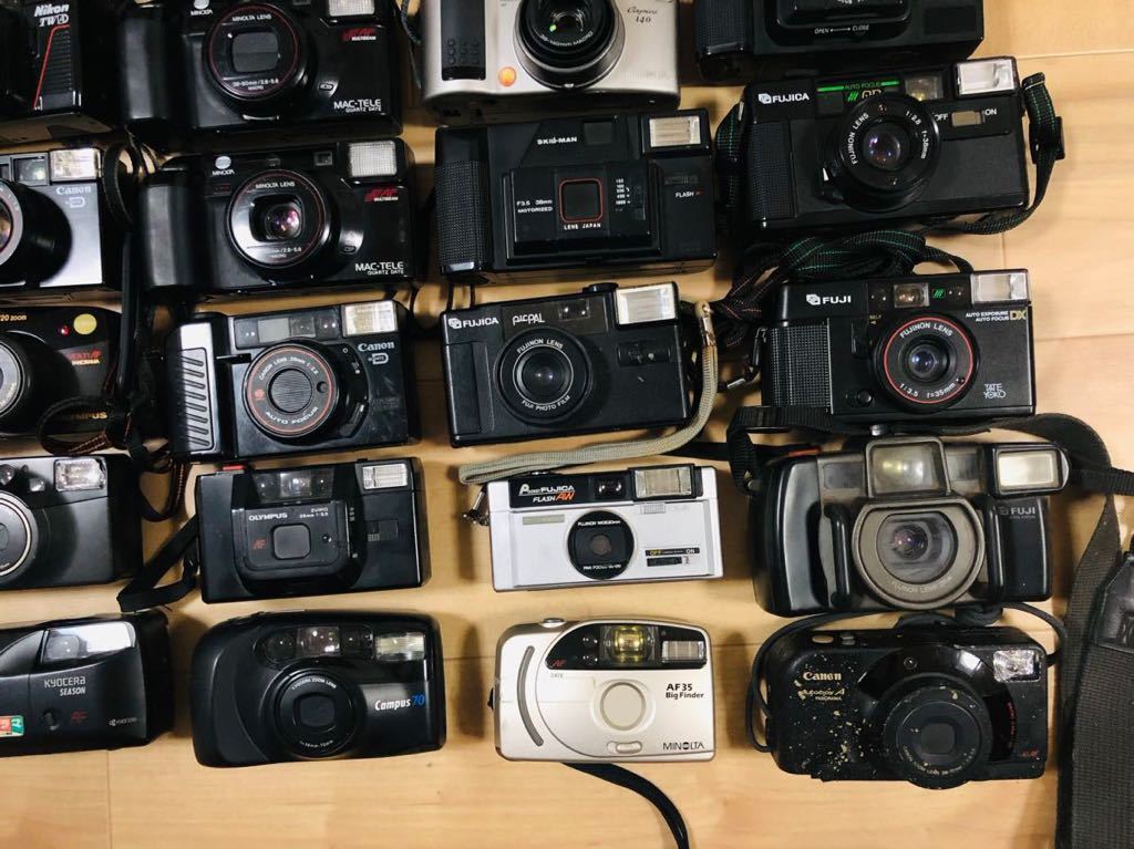 【１円スタート】コンパクトフィルムカメラ OLYMPUS、PENTAX、Nikon、Canon、MINOLTA、KYOCERA等 42台 大量まとめ 【動作未確認・現状品 】_画像5