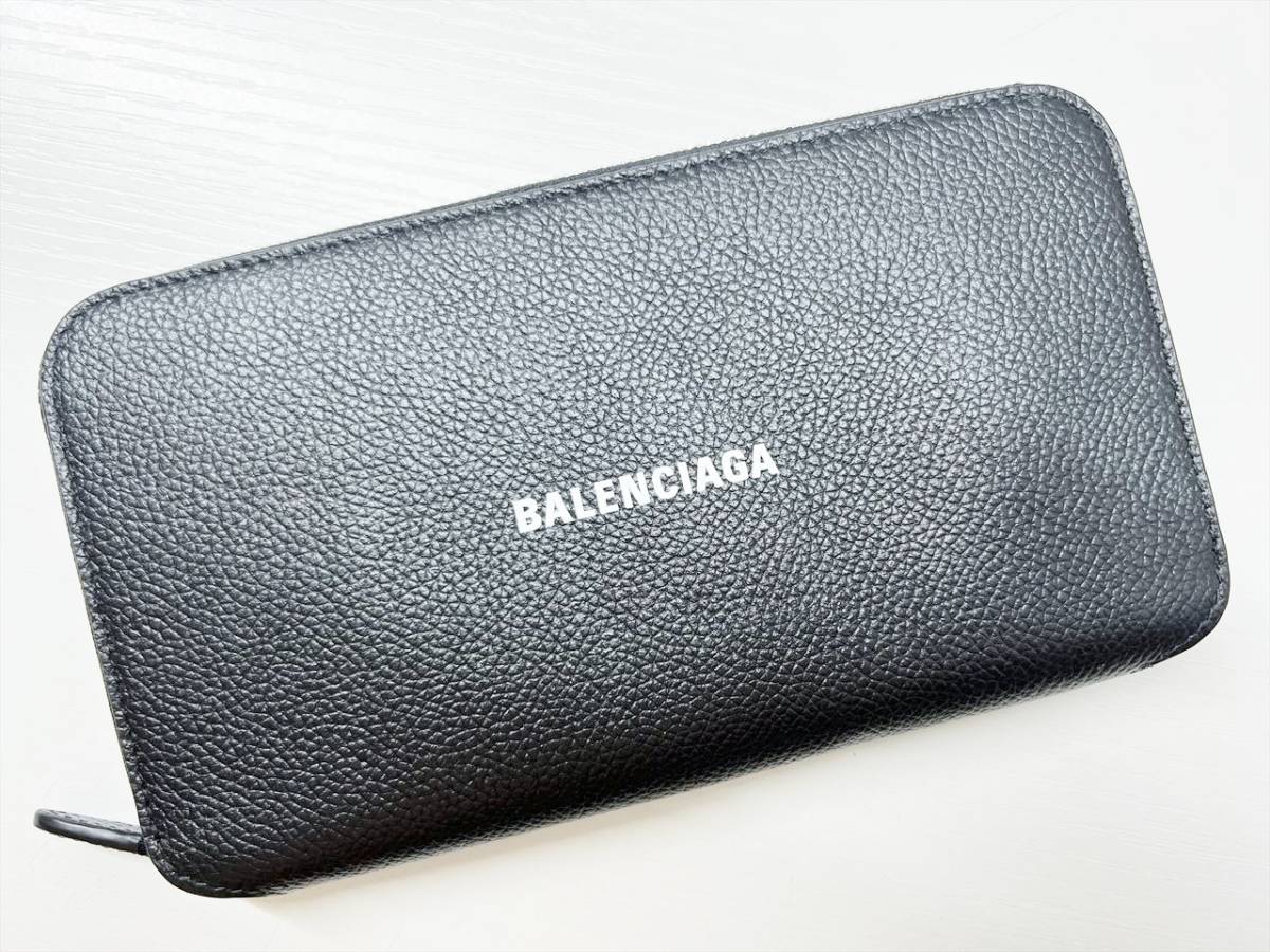 未使用保管 美品 BALENCIAGA バレンシアガ キャッシュ ロゴ ラウンド長