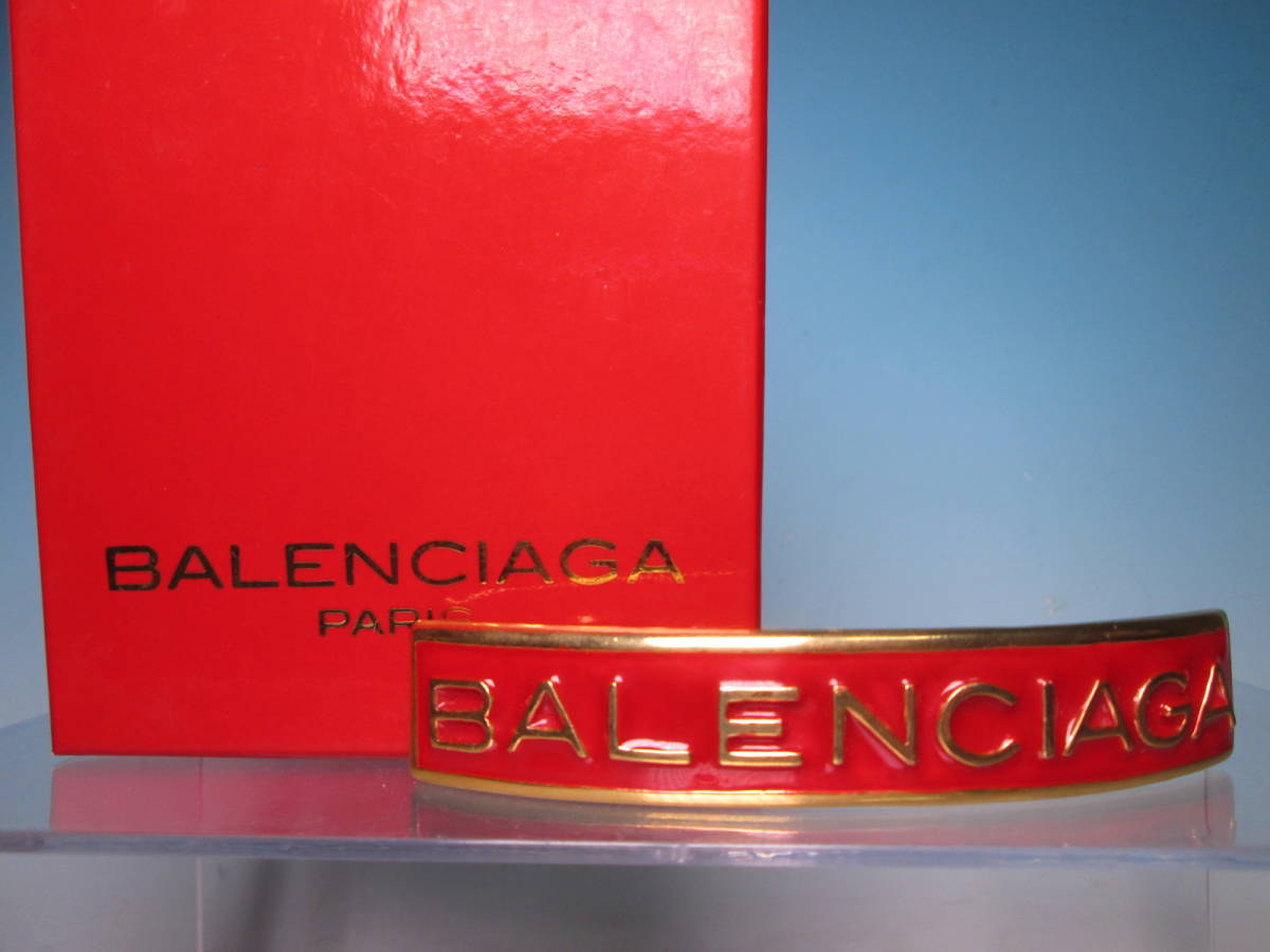 ☆BALENCIAGA バレンシアガ ゴールド/レッド バレッタ 共ケース付 37,92g 正規品 美品 髪留め ヘアアクセサリー_画像1