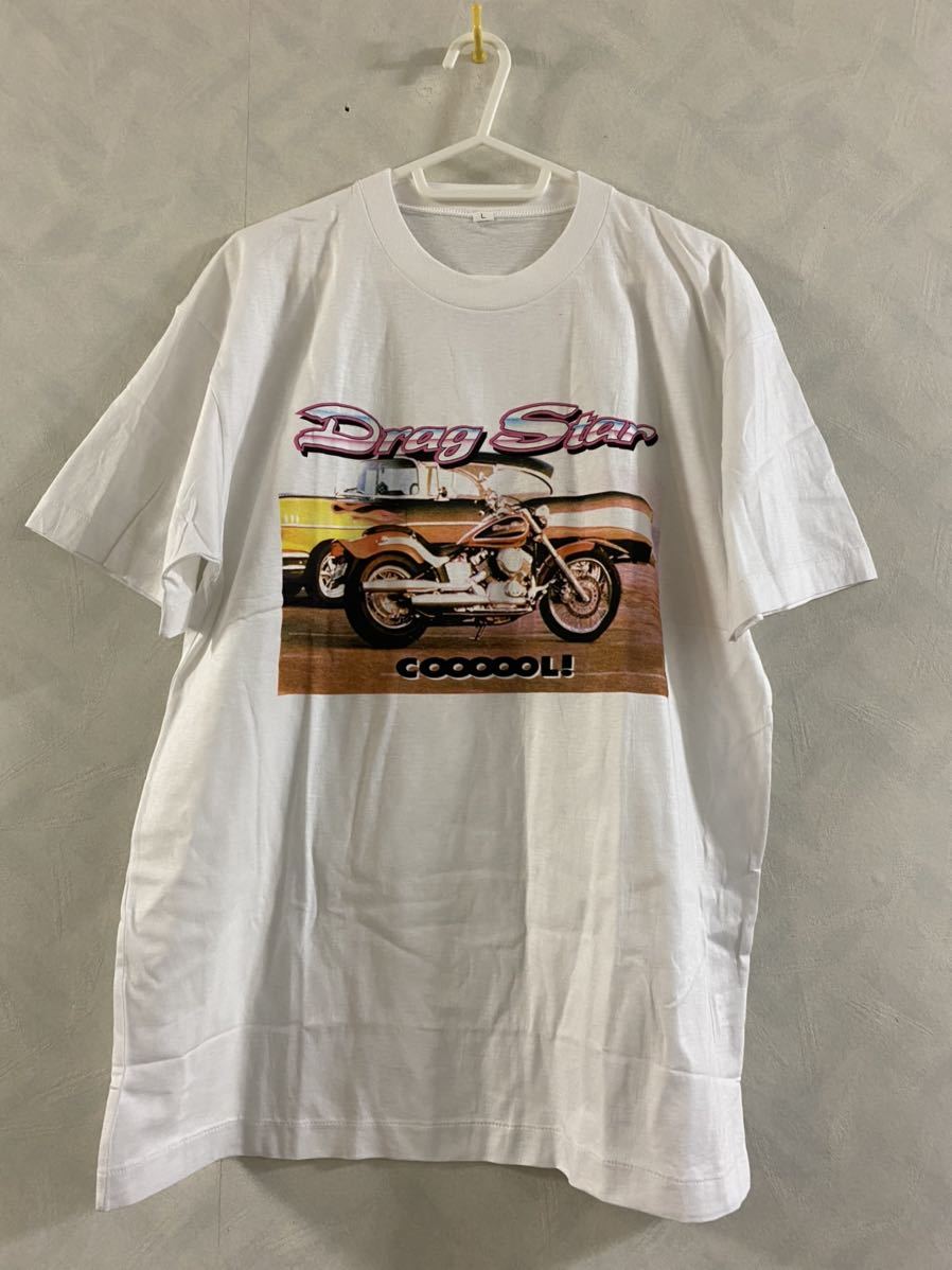 美品 Drag Star Tシャツ サイズL ドラッグスター ヴィンテージ 当時物 90s 80s バイク ヤマハ クルーザー オートバイ_画像1