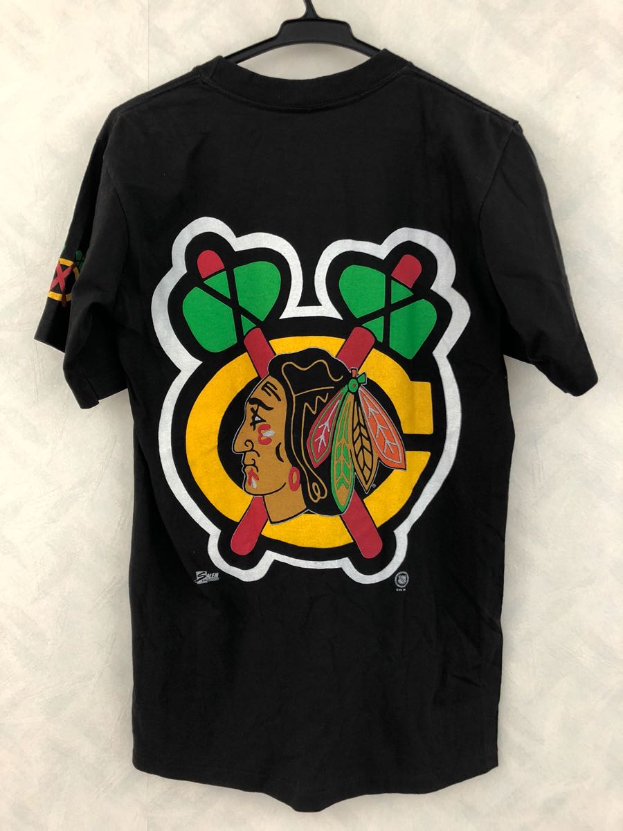 NHL シカゴ・ブラックホークス Tシャツ サイズM SALEM SPORTSWEAR BLACK HAWKS ホッケー_画像2