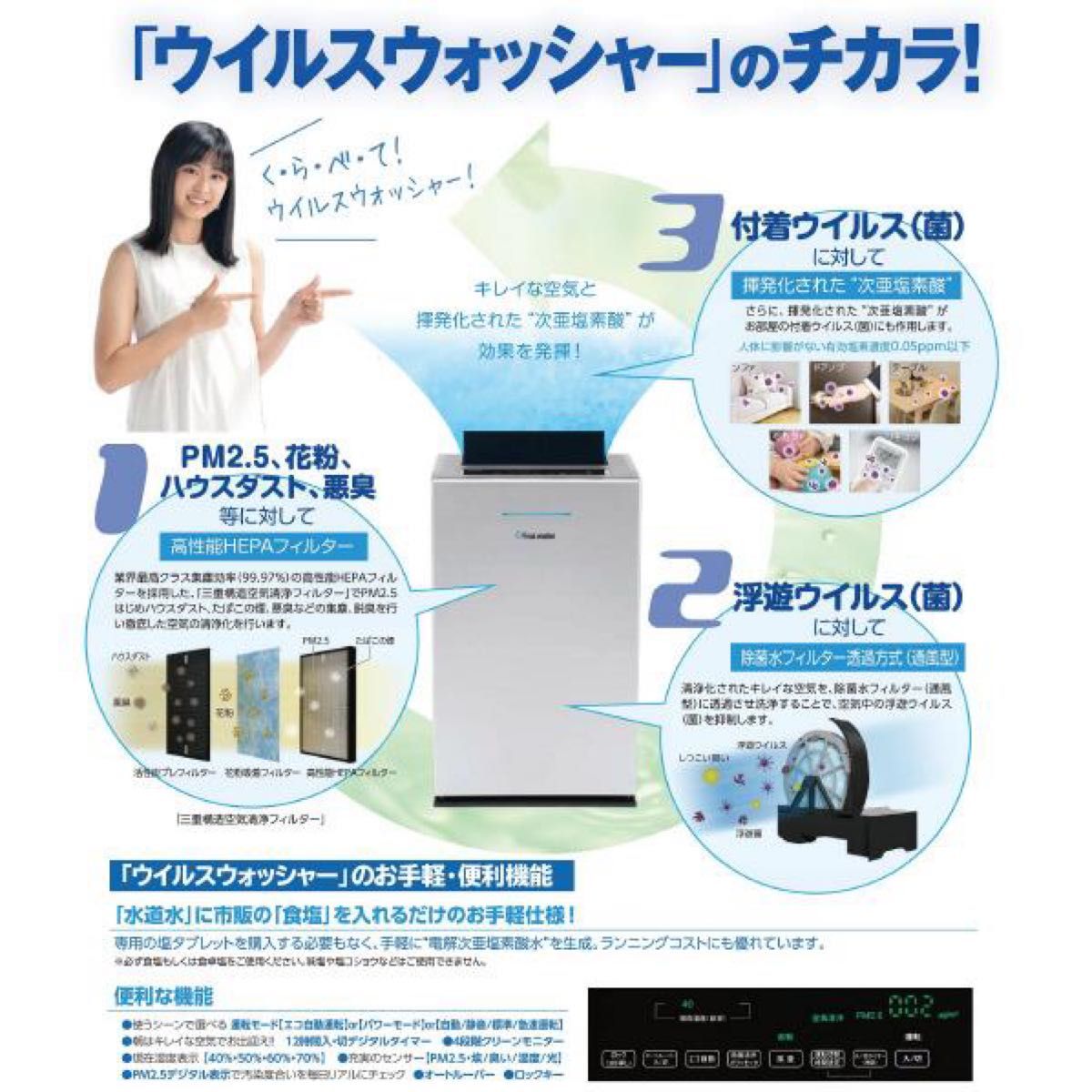 Sirius シリウス 次亜塩素酸空気清浄機 生成型 SVWAQA2000S