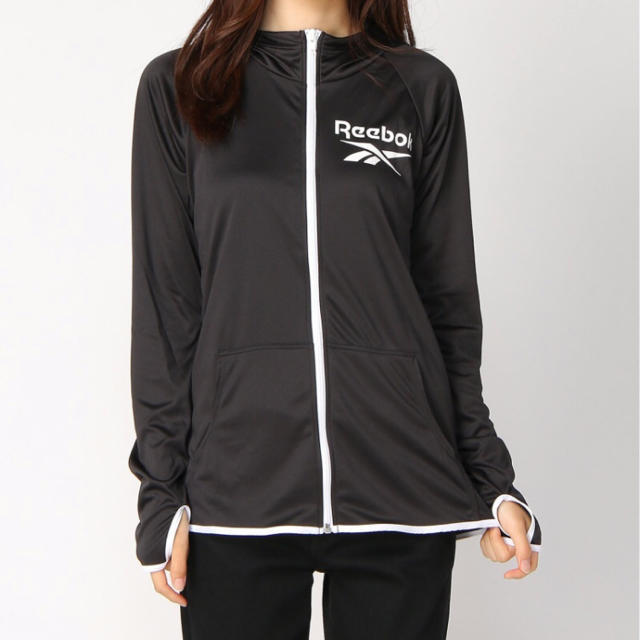  free shipping Reebok Reebok hood dead Rush Guard parka lady's M size BLK elasticity /UPF+50