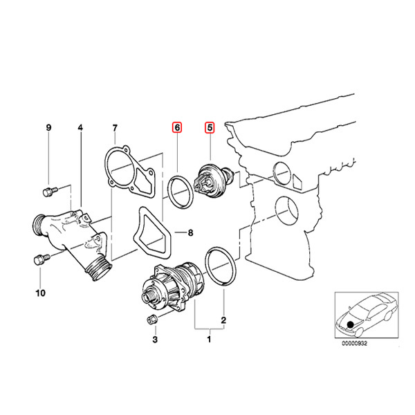 FACET製 BMW E28 E34 520i 525e 525i 528i 535i M535i サーモスタット/サーモスタッド 80℃ 開弁式 11531710953 11531713040 11531466174_画像2