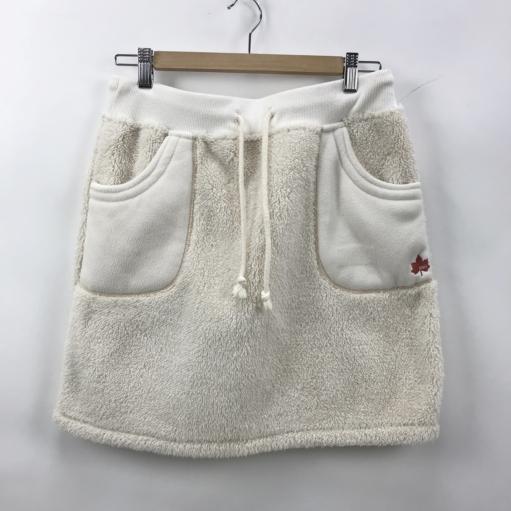 LOGOS/ Logos miniskirt boa skirt reverse side nappy eggshell white size L lady's outdoor camp 