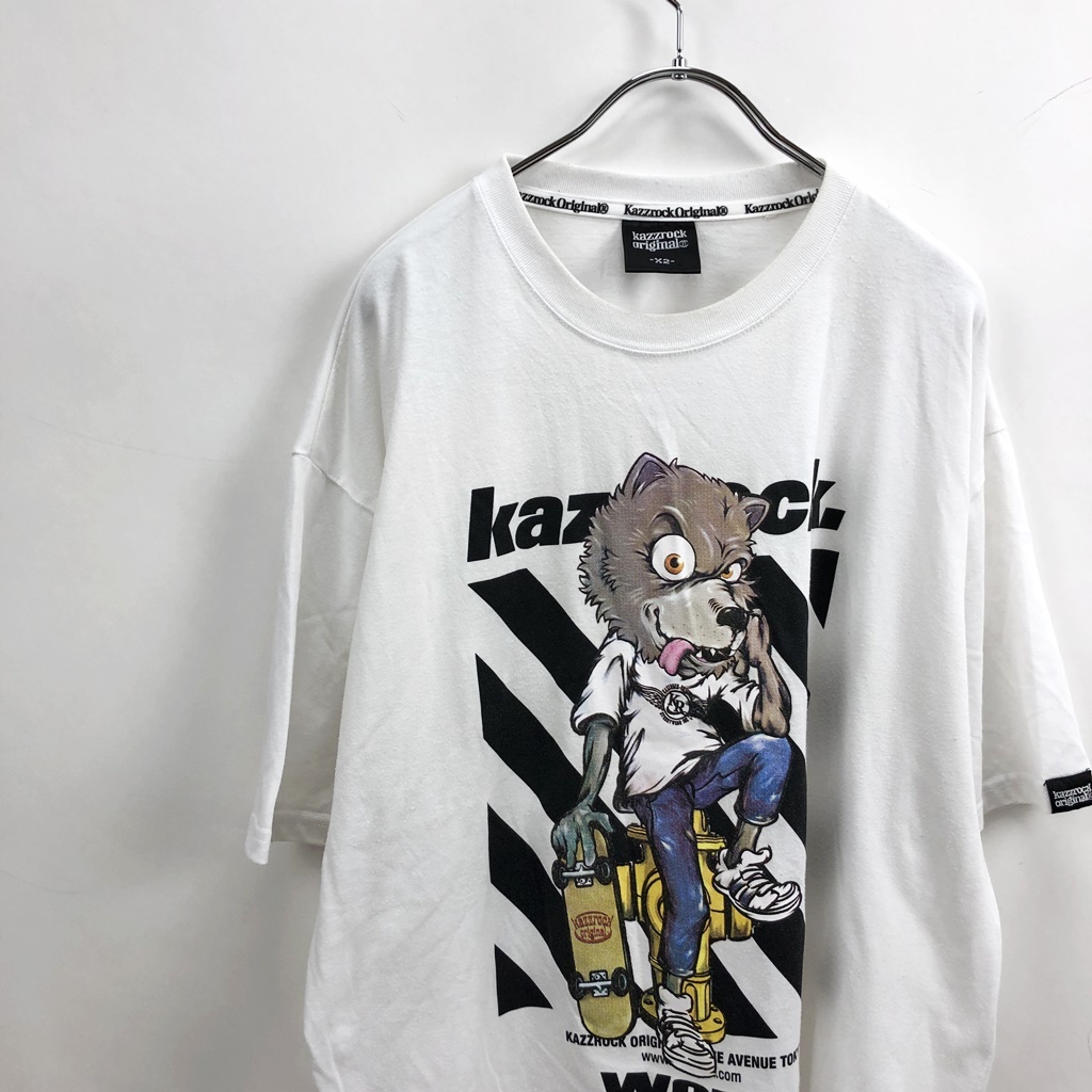 kazzrock original/カズロック 半袖デザインTシャツ プリント コットン ホワイト サイズX2_画像2