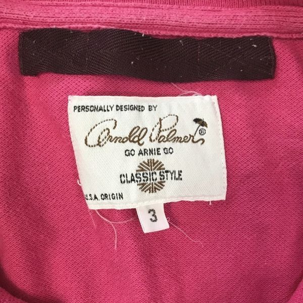 arnold palmer /アーノルドパーマー ポロシャツ 半袖ポロシャツ ブランドデザイン刺繍 ピンク サイズ3_画像4