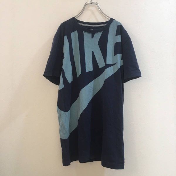 ビッグロゴ★NIKE/ナイキ 半袖 Tシャツ サッカー ネイビー 紺 メンズ L_画像1