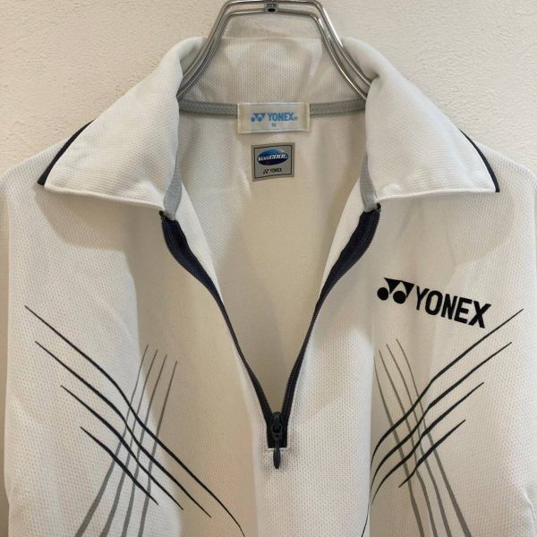 YONEX/ヨネックス 半袖 ハーフジップウェア バドミントン テニス ホワイト 白 メンズ Mの画像6