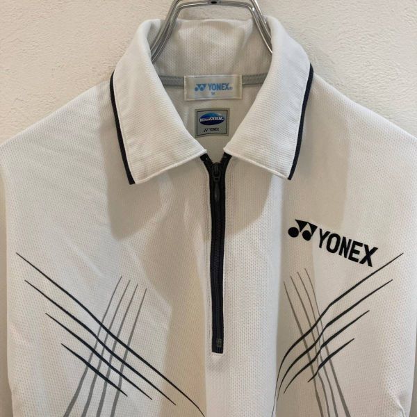 YONEX/ヨネックス 半袖 ハーフジップウェア バドミントン テニス ホワイト 白 メンズ Mの画像3