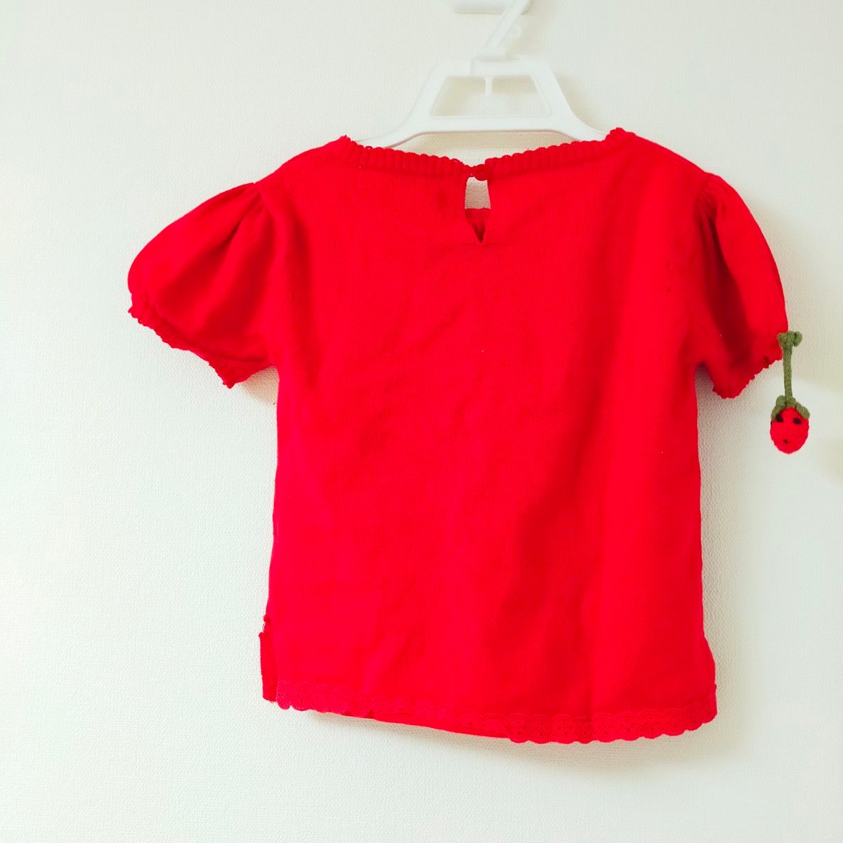 クリスチャンディオール 半袖 ニット 赤 キッズ 100cm イチゴ コットン  半袖Tシャツ Dior
