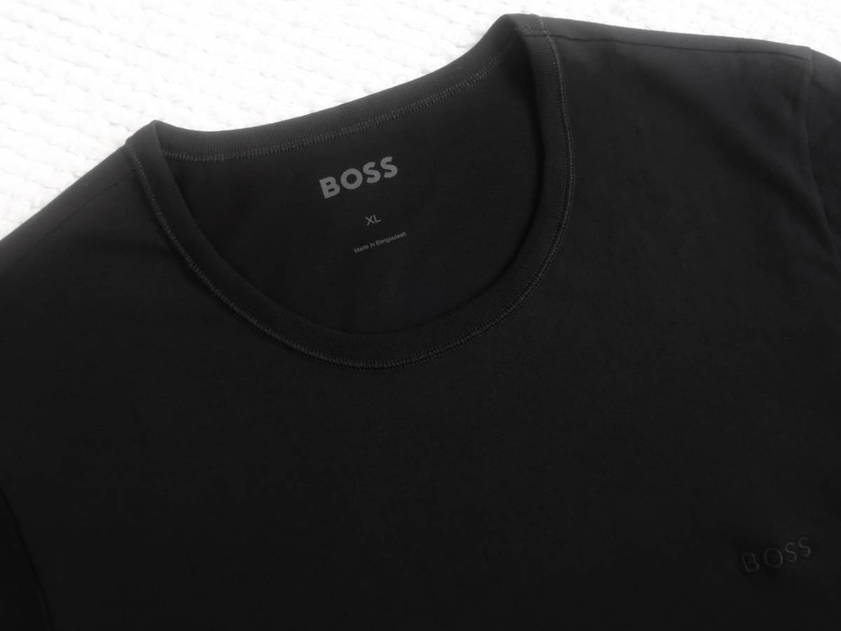  new goods * Hugo Boss HUGO BOSS* black T-shirt 3 pieces set * crew neck *. Logo embroidery * cotton 100%* black & black L*810