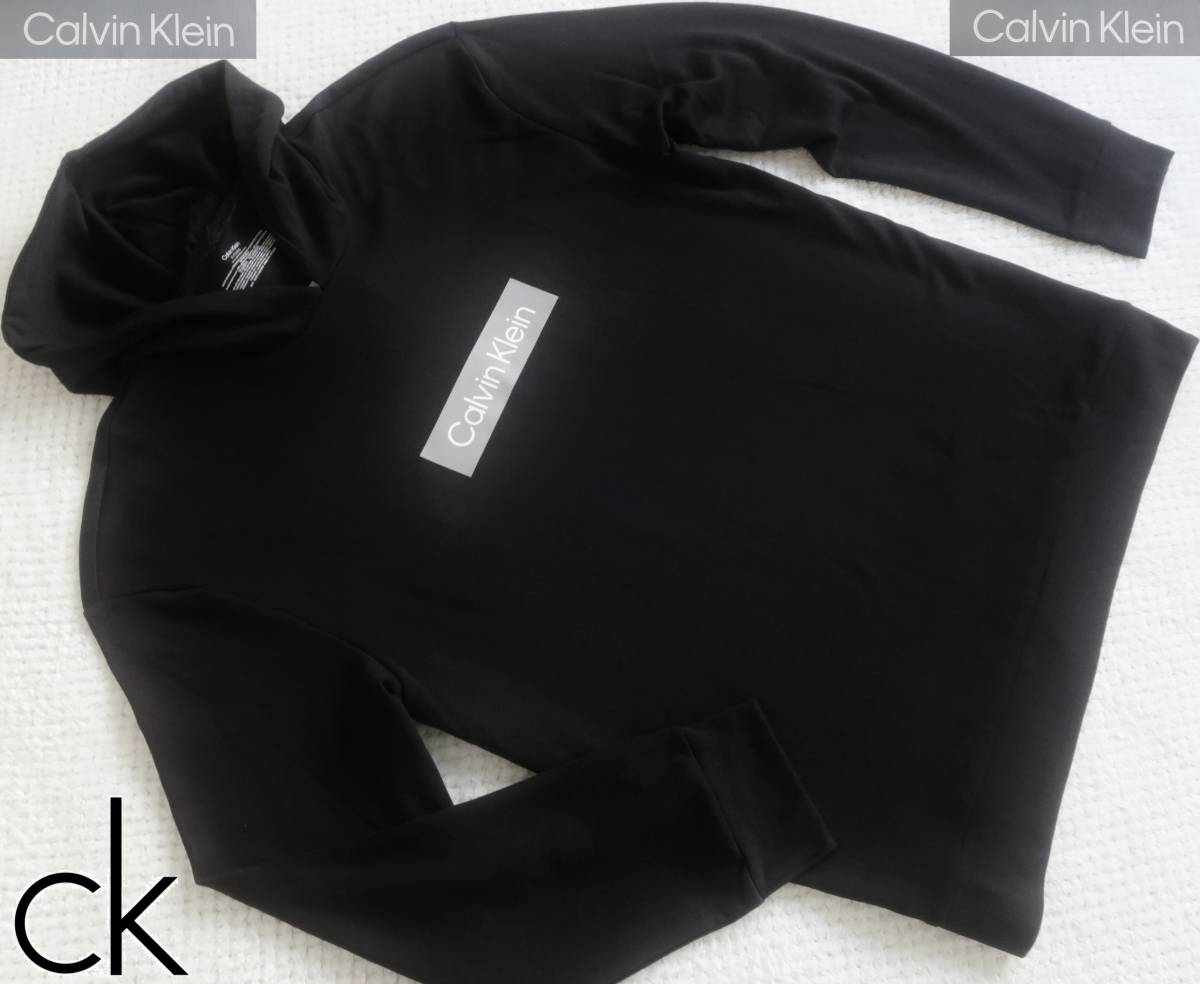 新品★カルバン クライン★ブラック パーカ★ボックス ロゴ プリント★カットソー 黒 白 グレー XL★CALVIN KLEIN CK☆817_画像6