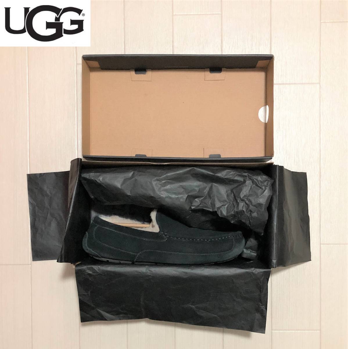 UGG アグ M ASCOT メンズ アスコット モカシン 26.0cm BLK BLACK ブラック 箱付き