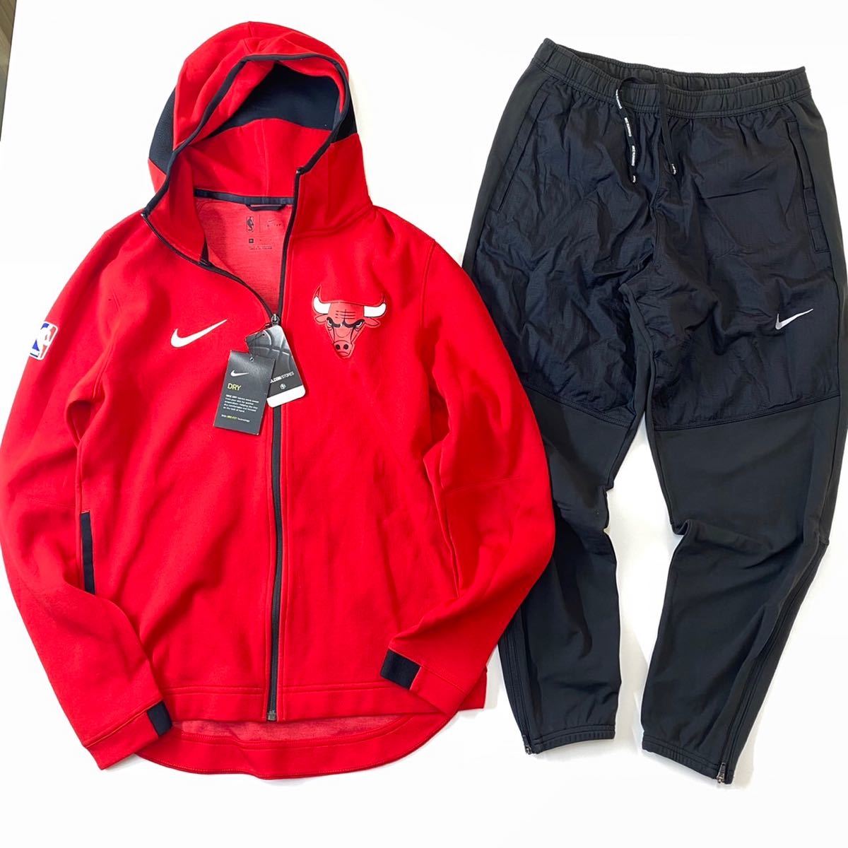NIKE ナイキ シカゴブルズ NBA ウォームアップジャージ リフレクター付トレーニングパンツ 911106-657 DM1149-010 赤黒 M