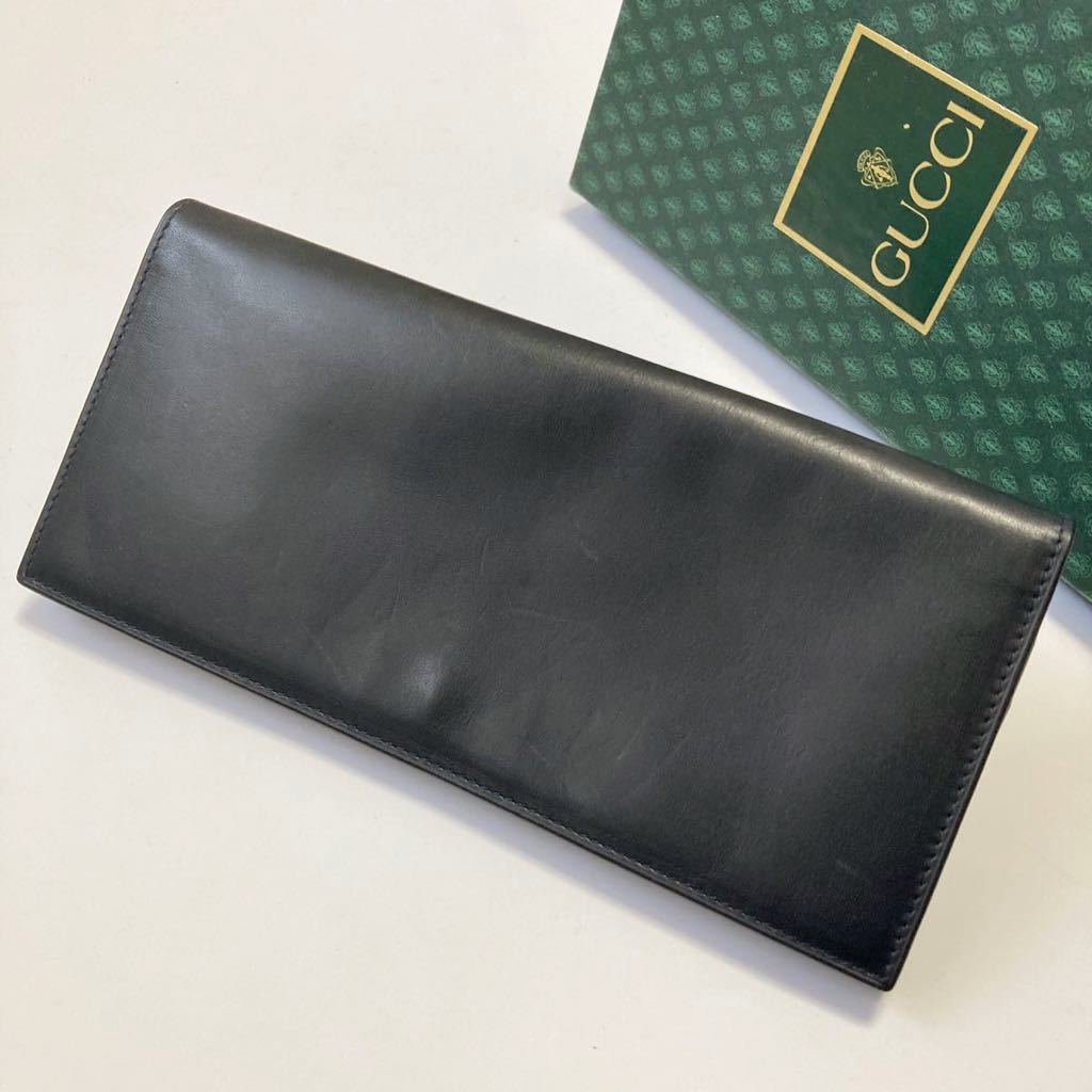 ★GUCCI グッチ ヴィンテージ 長財布 メンズ 黒 中古【鑑定済み 本物保証】_画像1