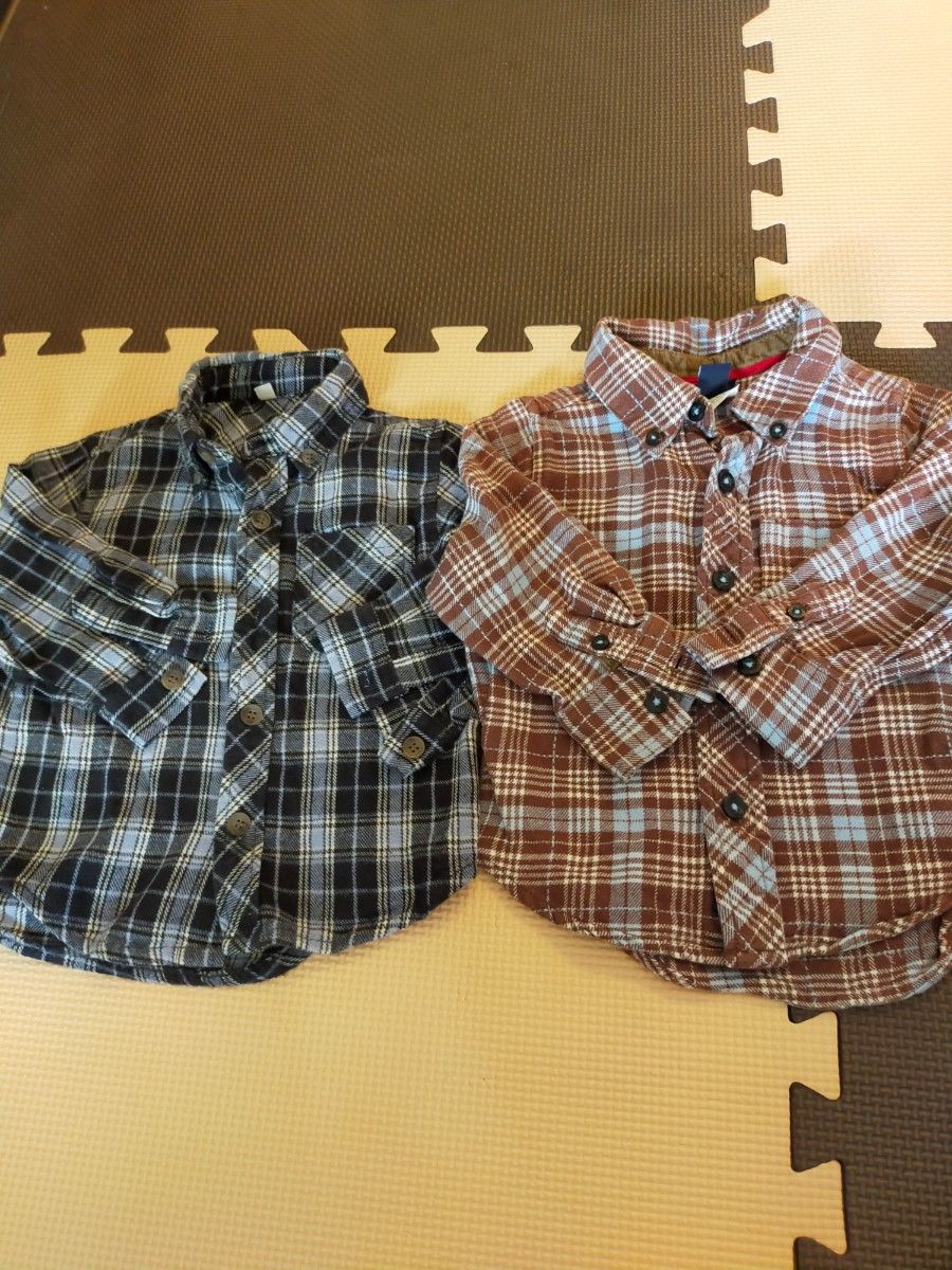 双子 シャツ 2枚セット ネルシャツ 長袖シャツ チェックシャツ｜PayPayフリマ