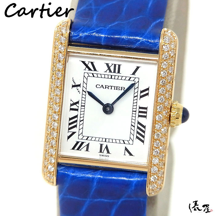 【カルティエ】マストタンク SM 極美品 ダイヤベゼル OH済 ヴィンテージ レディース 時計 Cartier Tank 俵屋_画像1