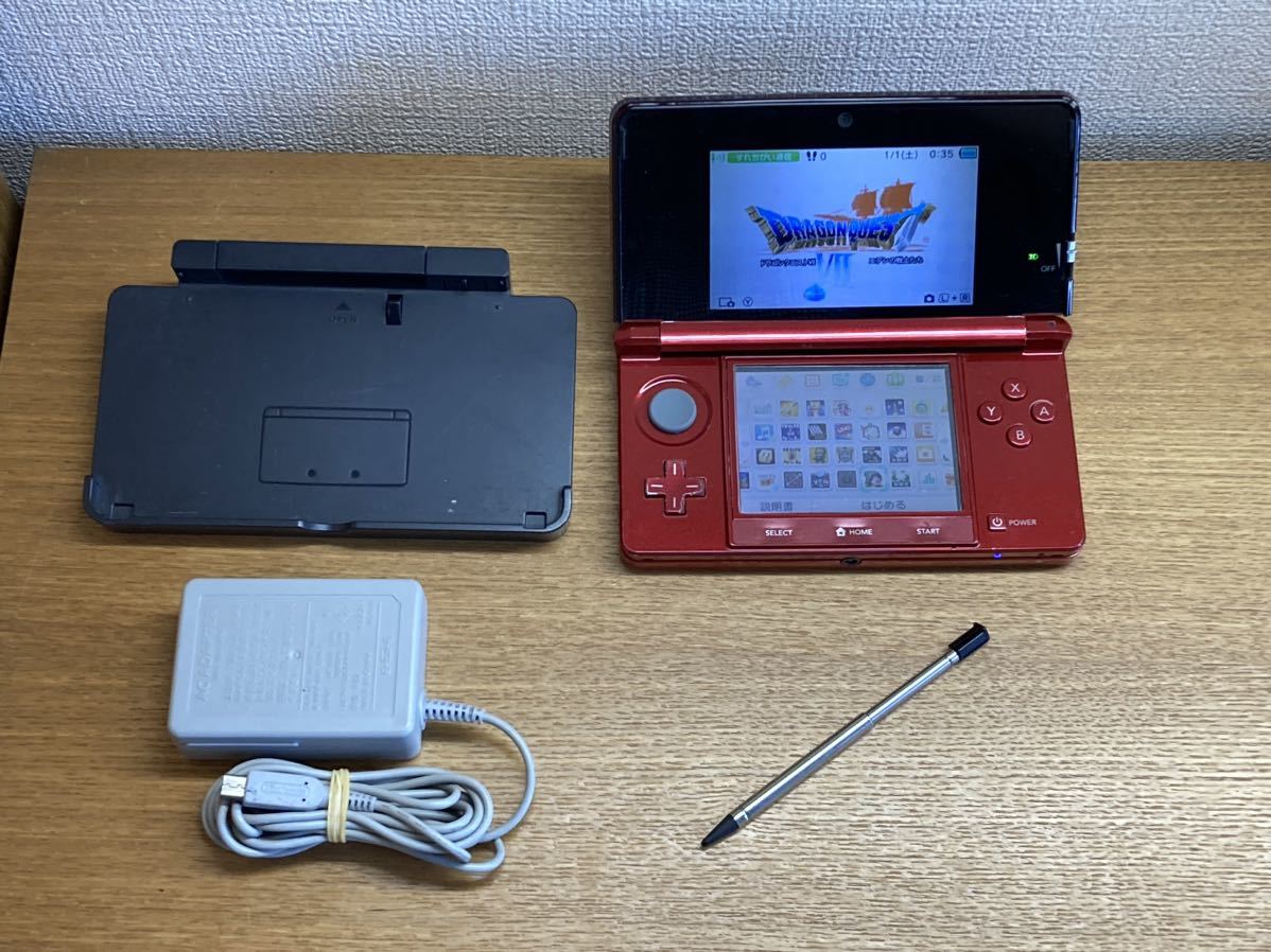 動作確認済み ニンテンドー3DS 本体 フレア レッド CTR-001 AC