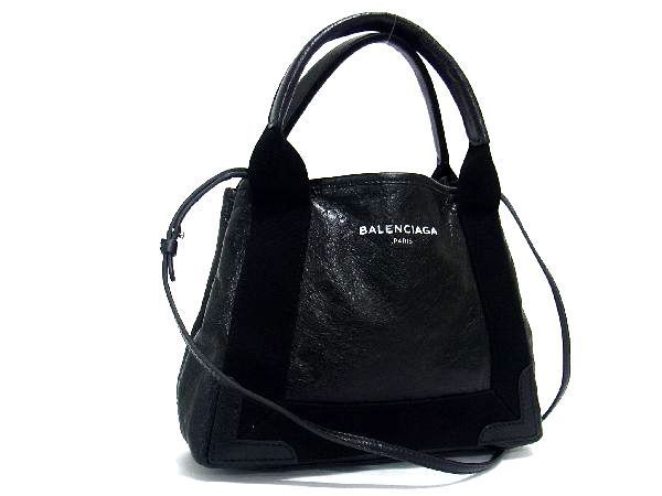 1円 □極美品□ BALENCIAGA バレンシアガ 390346 ネイビーカバスXS