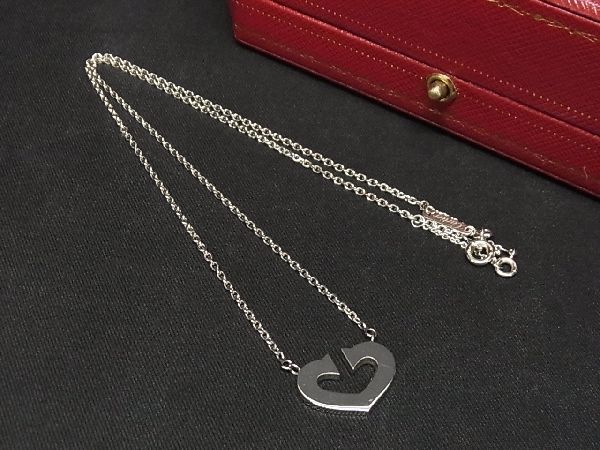 ■極美品■ Cartier カルティエ Cハート 750 18KWG 総重量 約7.5g ネックレス ペンダント アクセサリー シルバー系 AK5088