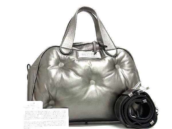 ■極美品■ Maison Margiela メゾンマルジェラ グラムスラム レザー 2WAY ハンドバッグ ショルダー 肩掛け グレー系 AK4924_画像1