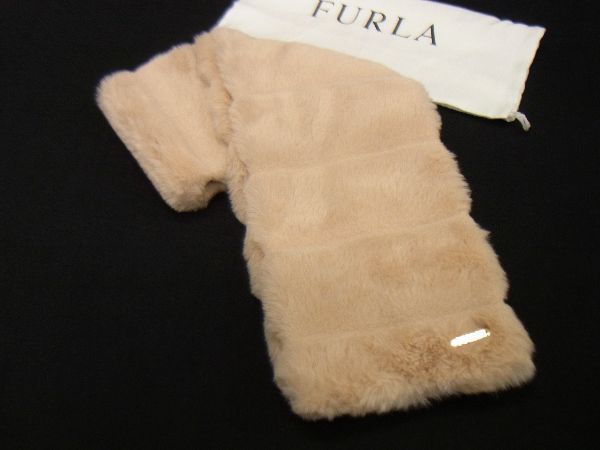 # new goods # unused # FURLA Furla fur tippet stole muffler collar to coil outfit for cold weather lady's pink beige group AK7635