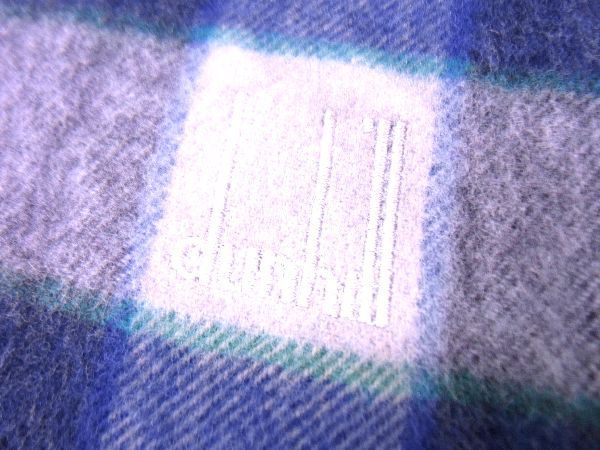 # превосходный товар # dunhill Dunhill шерсть 100% в клетку бахрома muffler палантин шаль темно-синий серия × серый серия BD1365WN