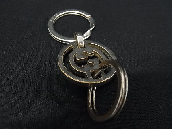 1 jpy GUCCI Gucci Inter locking G key ring key holder bag charm men's lady's silver group AK9957